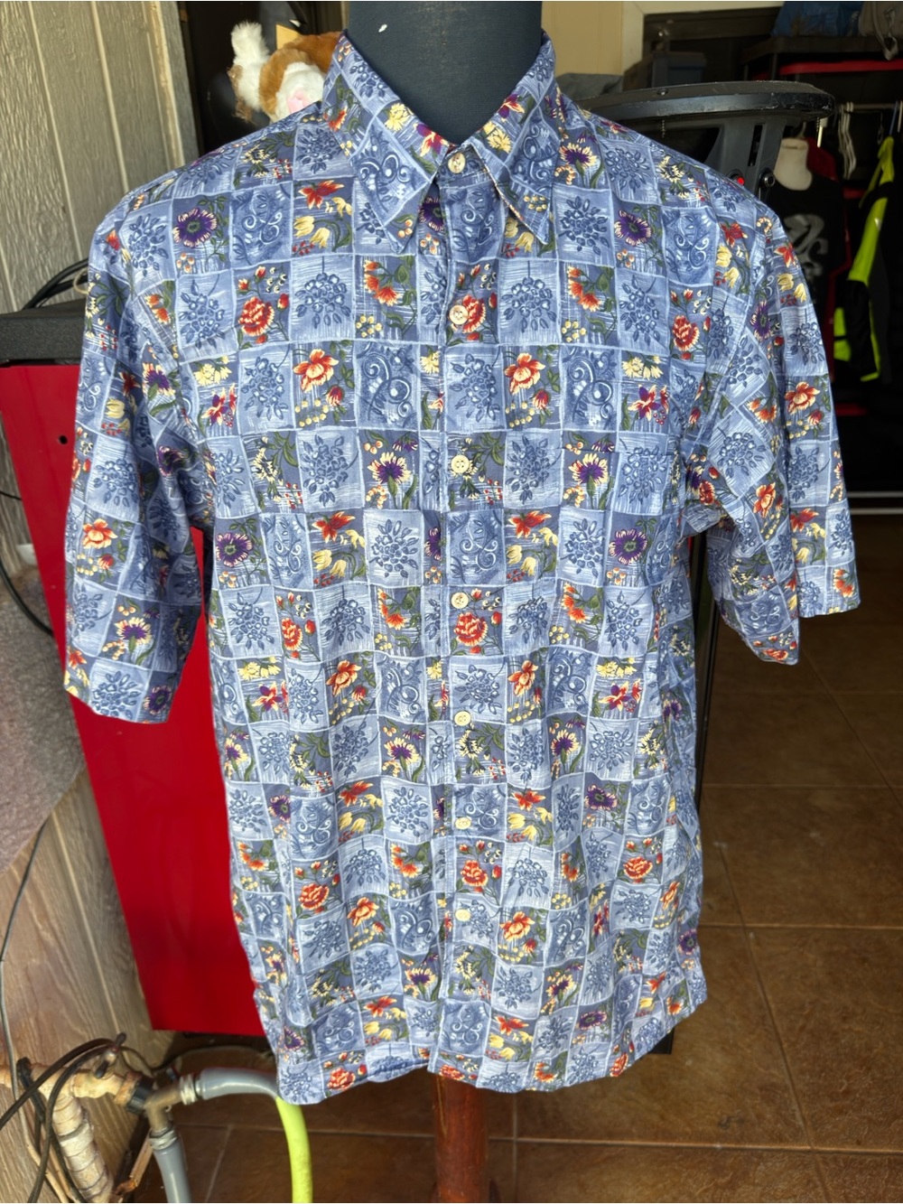 PreOwned Reyn Spooner Hawaiian Shirt Men's L Egyptian Cotton Multicolored